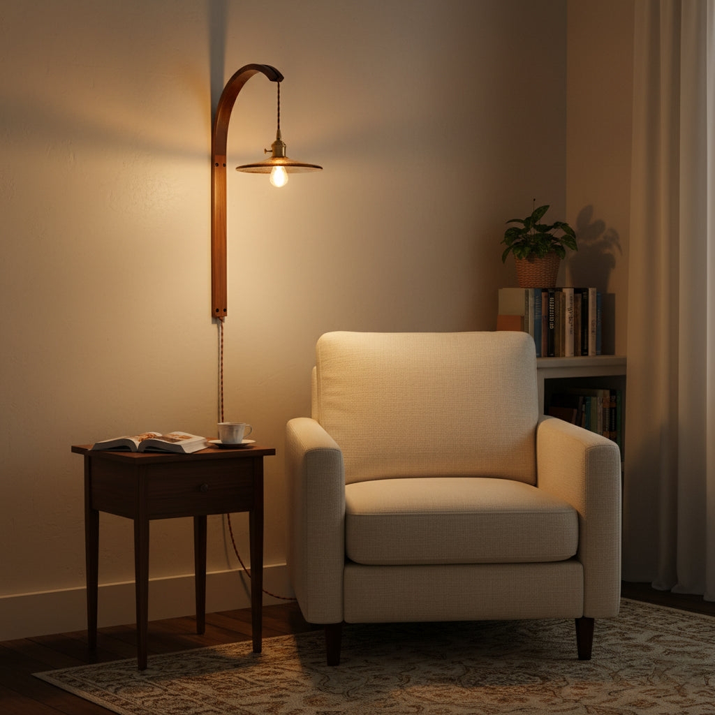 Curved Walnut Ceramic Plug-in Wall Light T1722