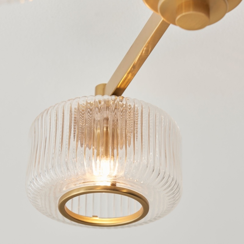 Canovus Ceiling Fixture with Ribbed Glass - Industrial Metal Living Room Light T1027