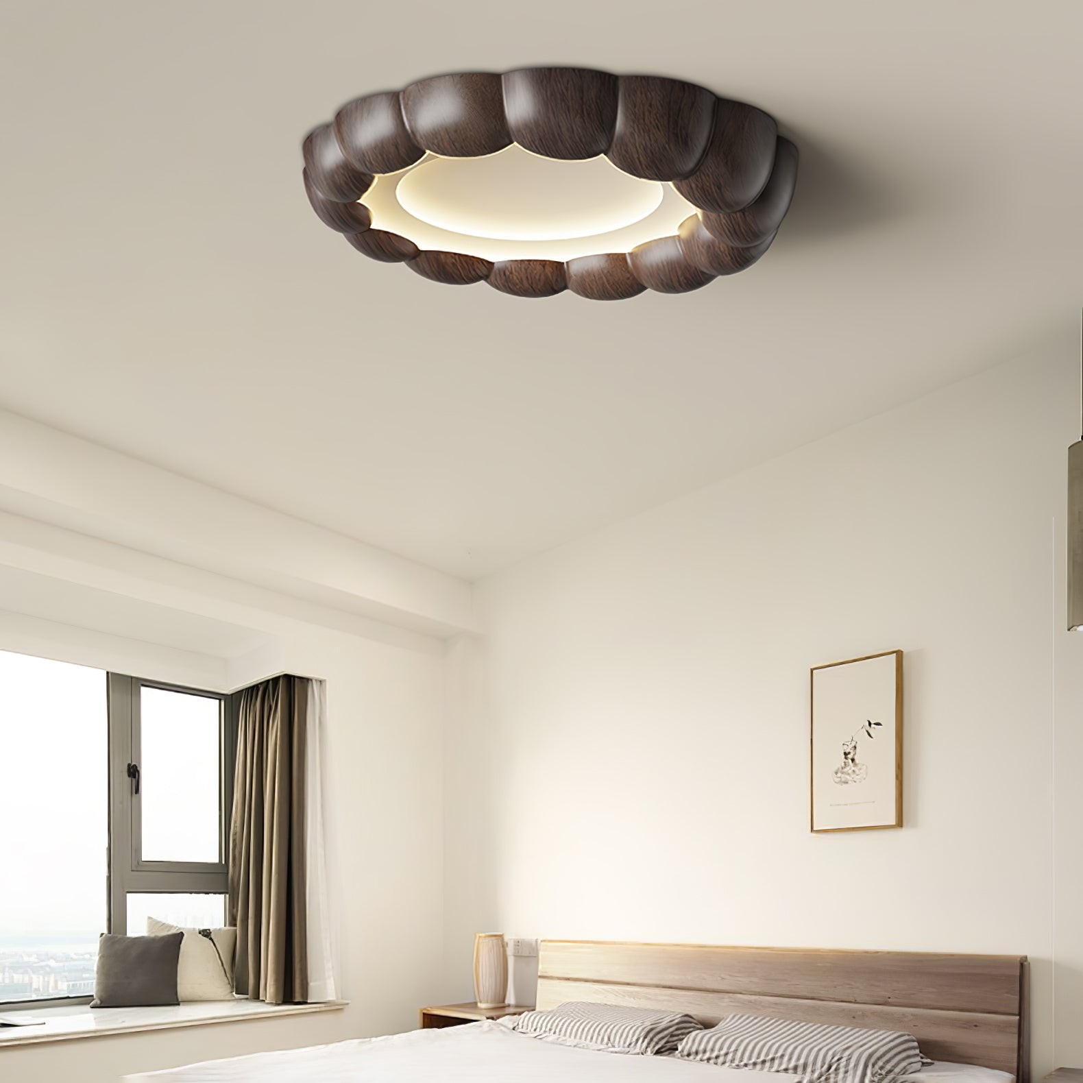 Faux Wood Ripple Ceiling Lamp M456