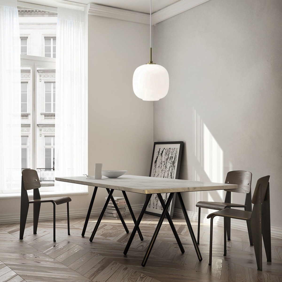 Classic Opal Glass Orb Pendant Lamp
