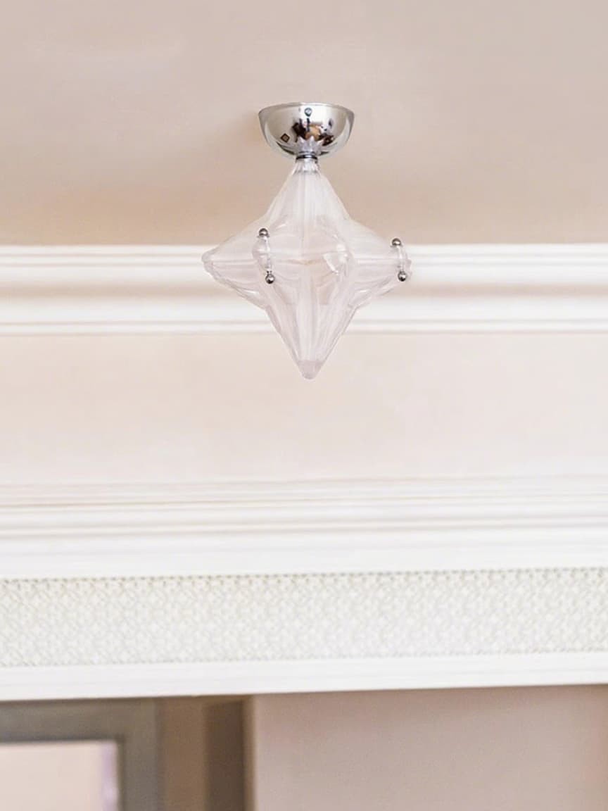 Art Deco Star Ceiling Lamp - Frosted Glass Fixture for Hallway & Entryway - Astris Ceres T435