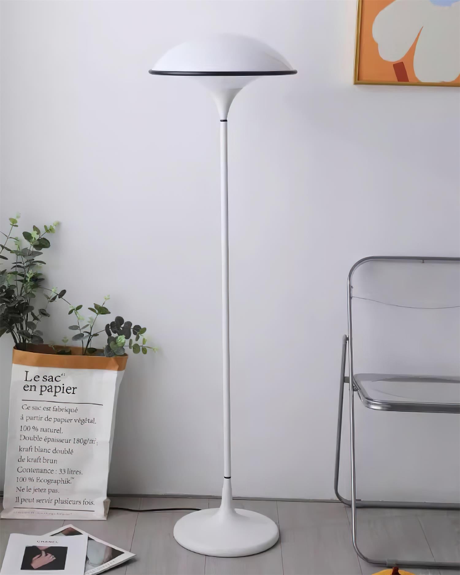 Danish Retro White Flying Saucer Floor Lamp M278