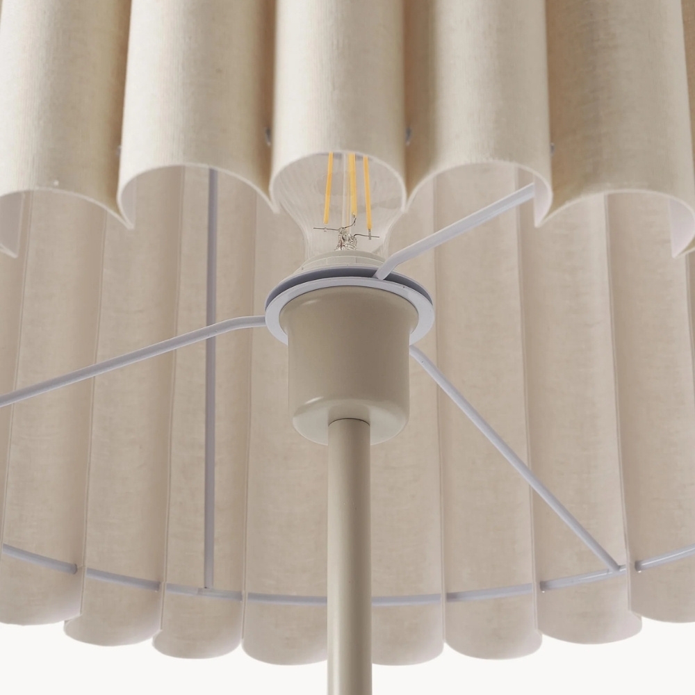 Velura Stand Floor Lamp - Beige Linen Shade and Metal Stand T1070