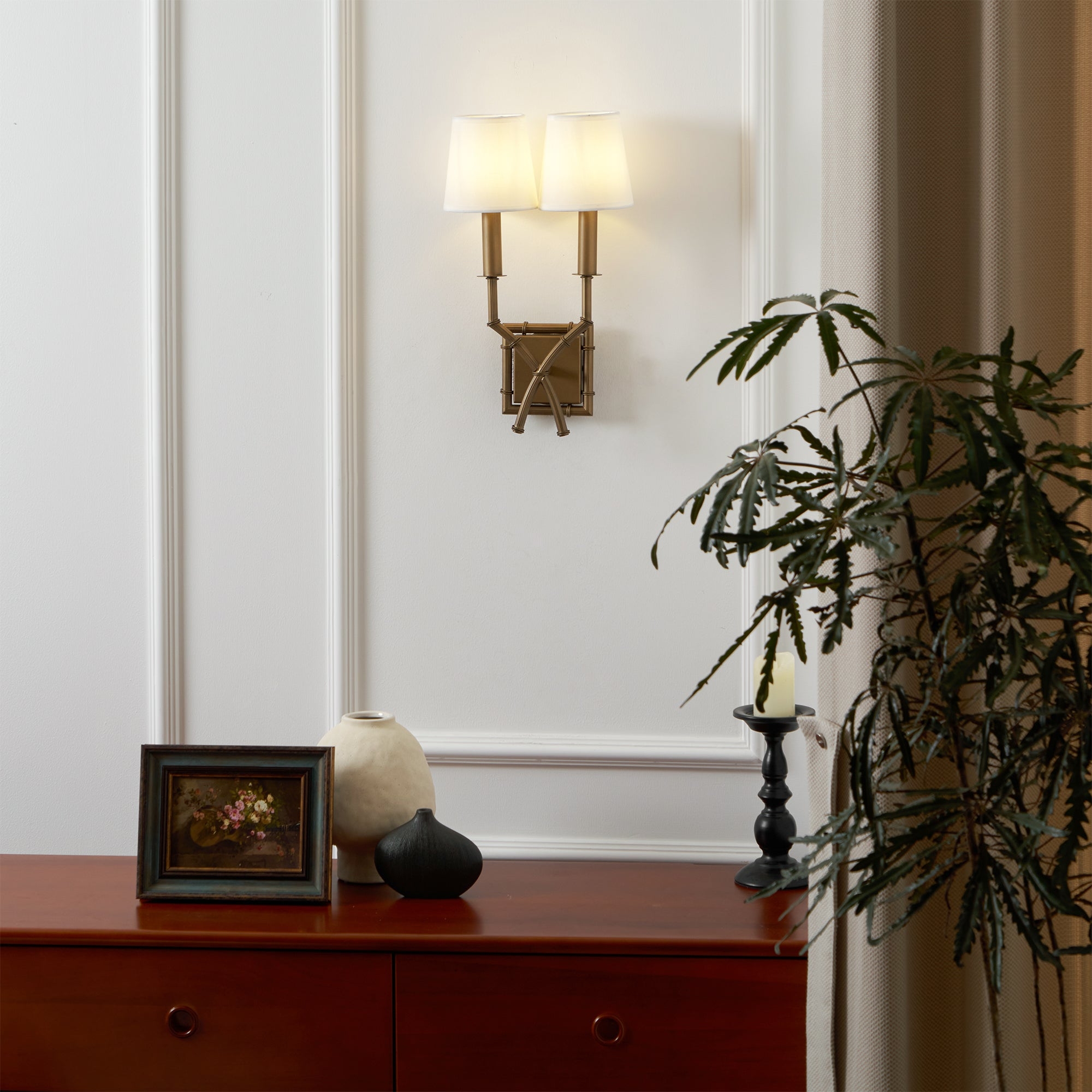 Double Arm Bamboo Sconce T1810