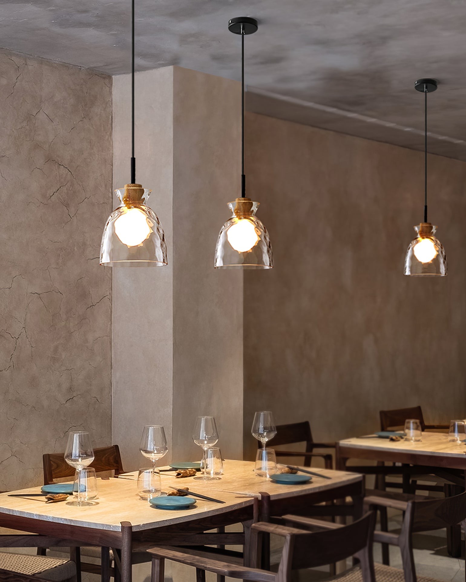 Modern Water Ripple Transparent Glass Pendant Lamp M16