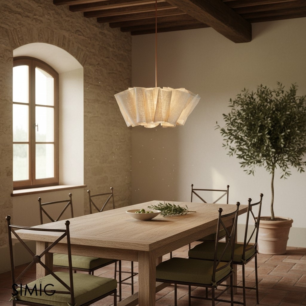 Scandinavian Pleated Fabric Pendant Light – Adjustable Hanging Lamp for Dining Room T191