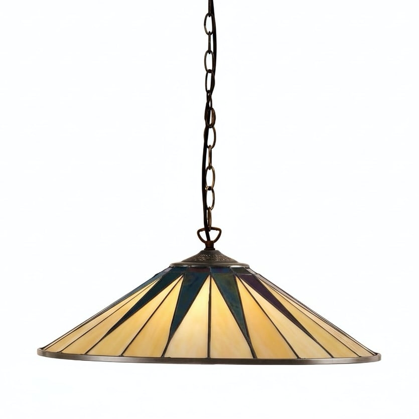 TF Dark Star Tiffany Pendant - Stained Glass Geometric Design Ceiling Light for Living Rooms T868