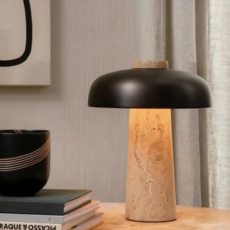 Mushroom Table Lamp - Modern Travertine for Bedroom M503