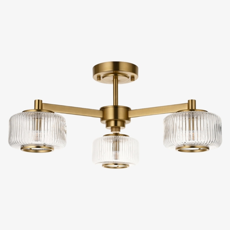 Canovus Ceiling Fixture with Ribbed Glass - Industrial Metal Living Room Light T1027