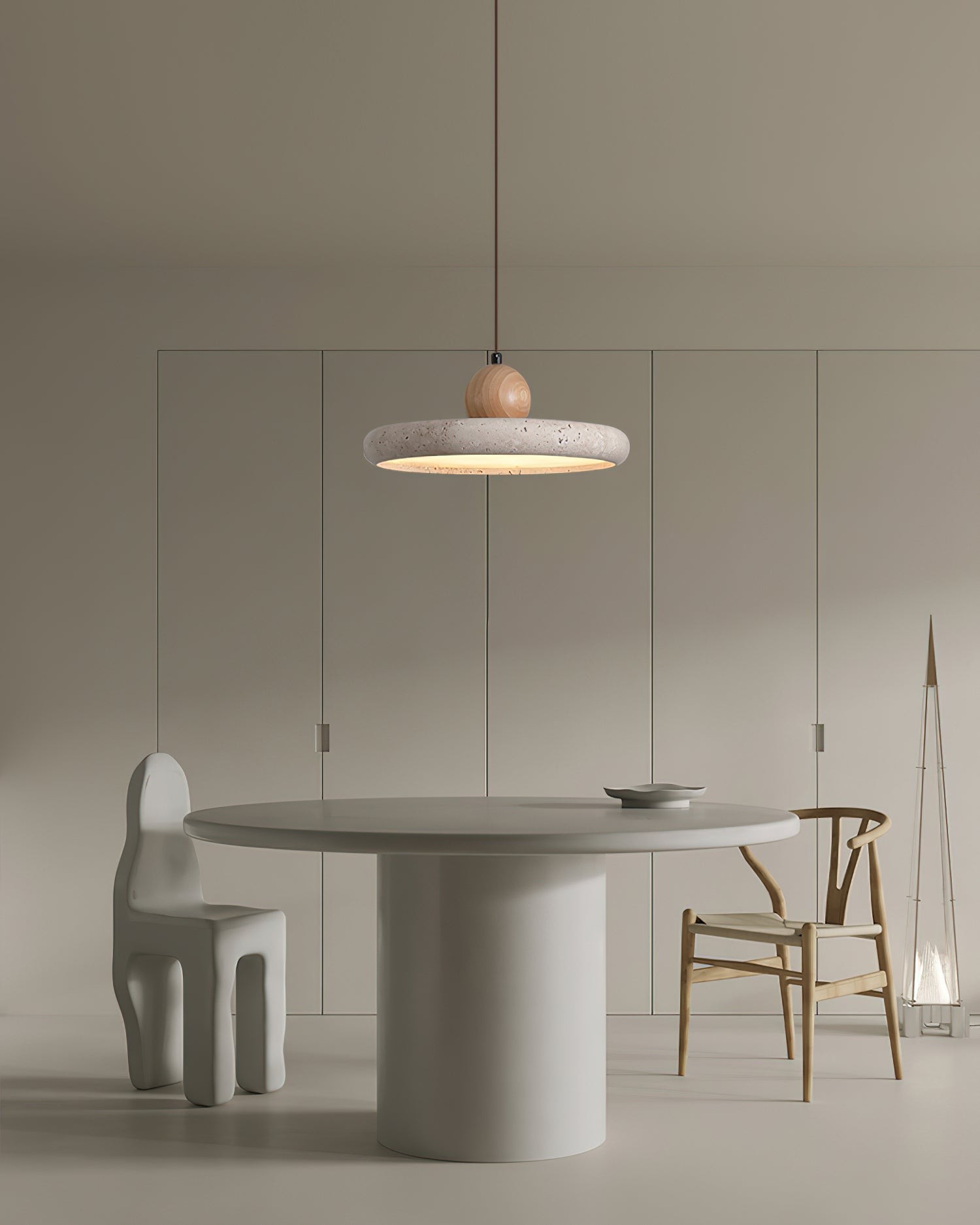 Natural Stone Disc Pendant Light  -  Wooden for Island Ambient Lighting M139