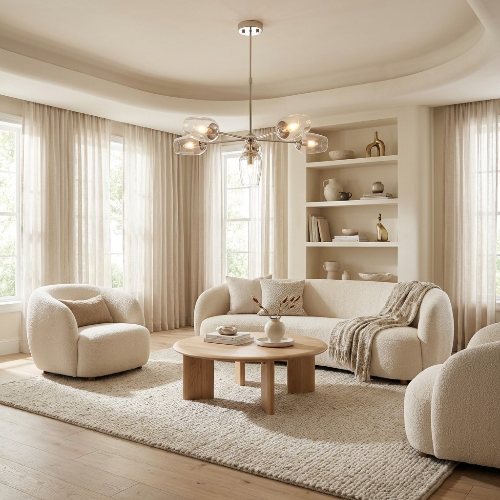 Serion Glass 6-Light Pendant Light - Modern Pendant with Clear Glass Shades for Living Room T955