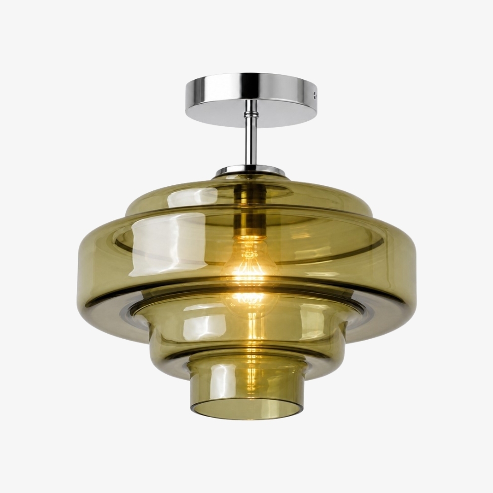 Koloro Glass Ceiling Light - Layered Rounded Design Lampshade for Hallway or Cloakroom T2251