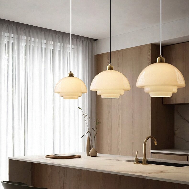 Multi Tier Art Glass Pendant Light - Mid-Century Style for Kitchen Island S93