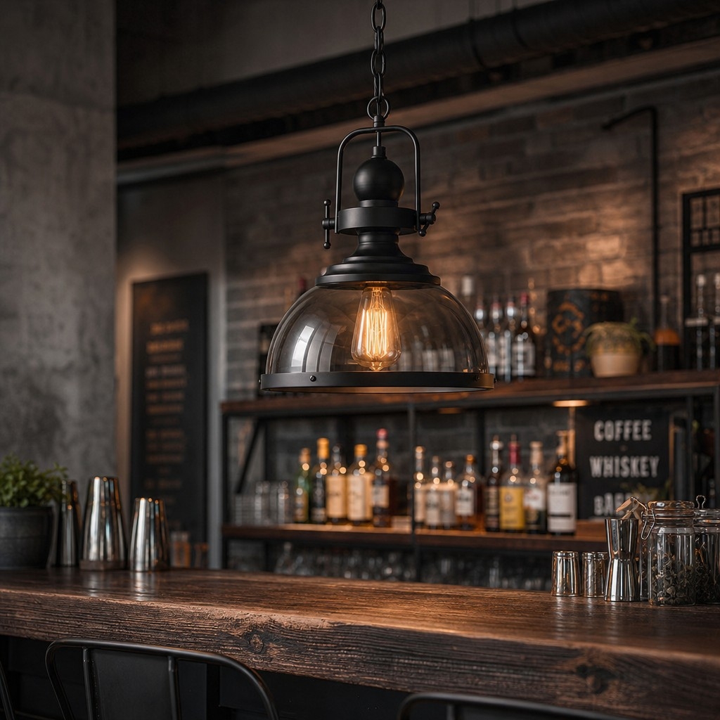 Ivoran Industrial Metal Smoky Glass Pendant Lamp - Suitable for Kitchen Island T2245