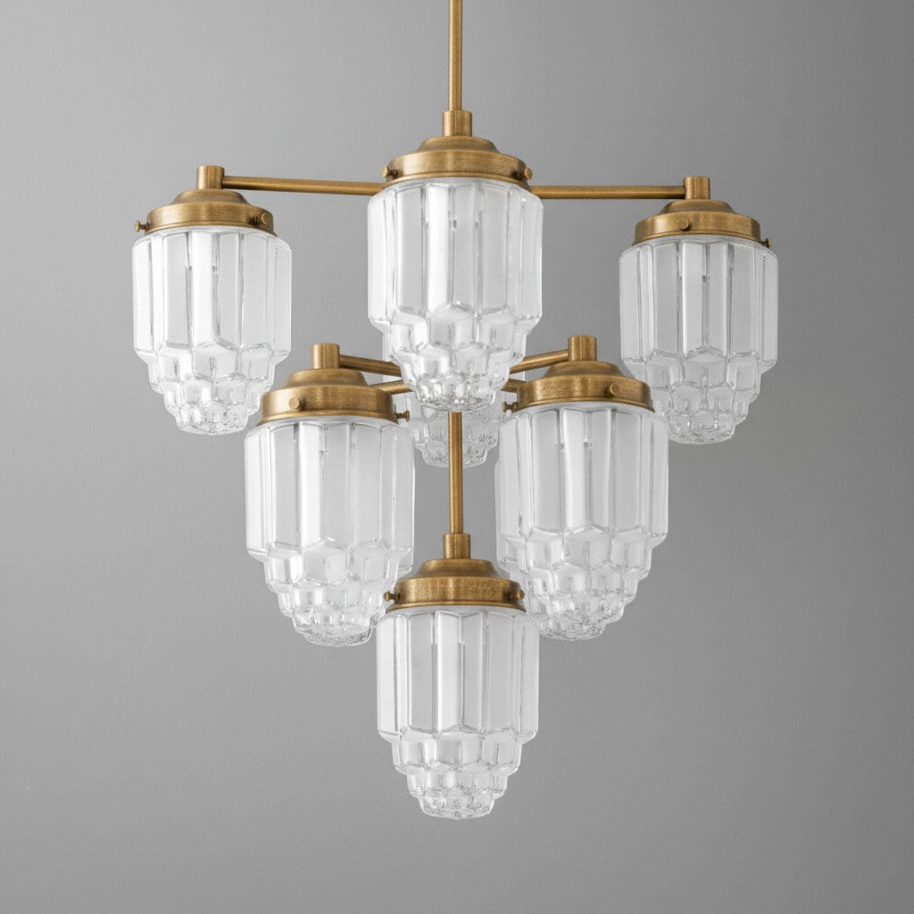 Tierlux Glass Textured Brass Chandelier – Timeless Lighting with Style T375