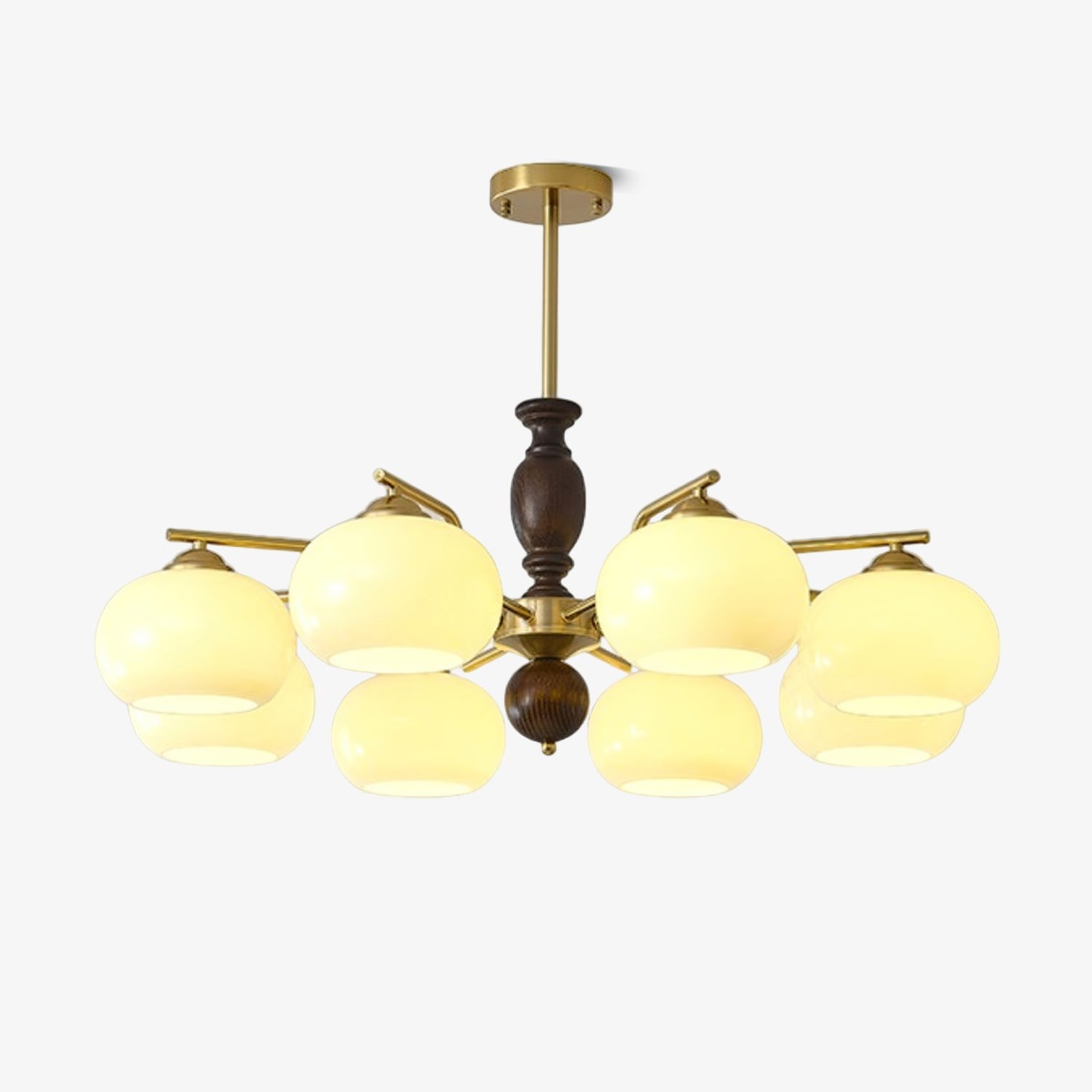 Medieval Style Walnut Beige Orb Chandelier M485