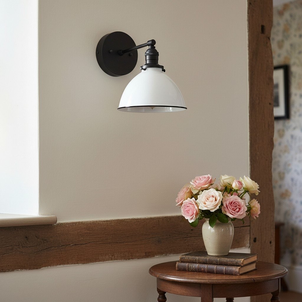 Conique Metal  Wall Sconce - White Metal Shade - Industrial Modern Lighting T307