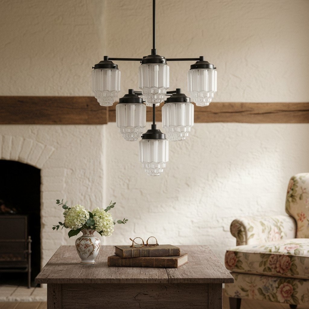 Tierlux Glass Textured Brass Chandelier – Timeless Lighting with Style T375