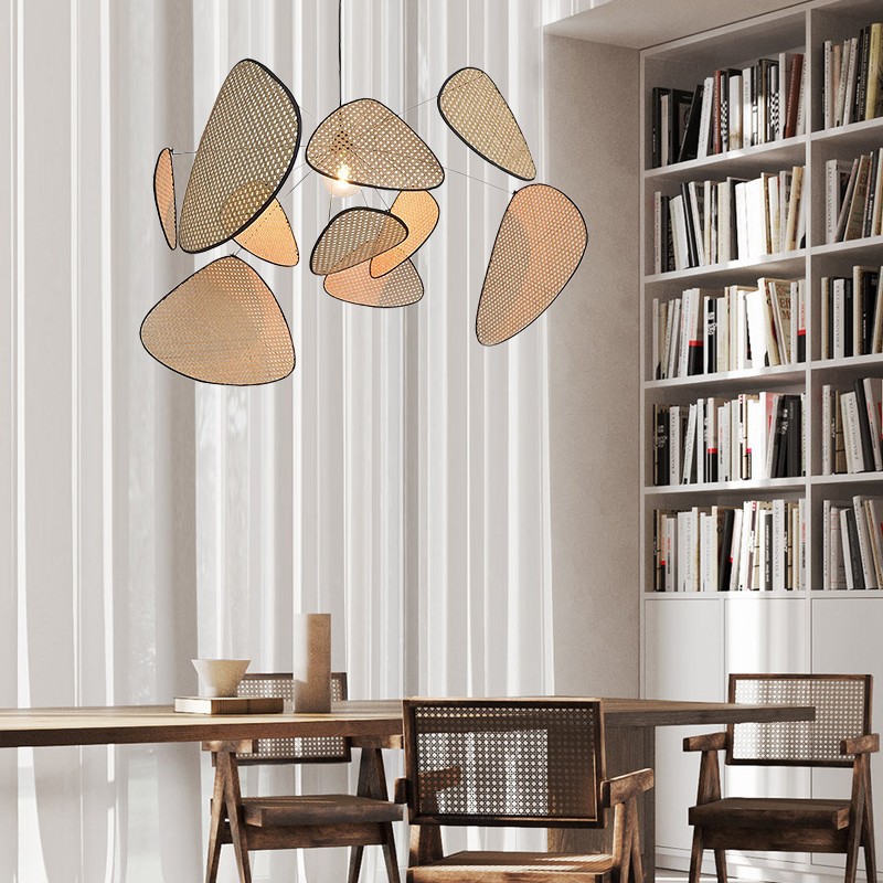 Screen Cannage Pendant Light - Woven Rattan Design for Living Room