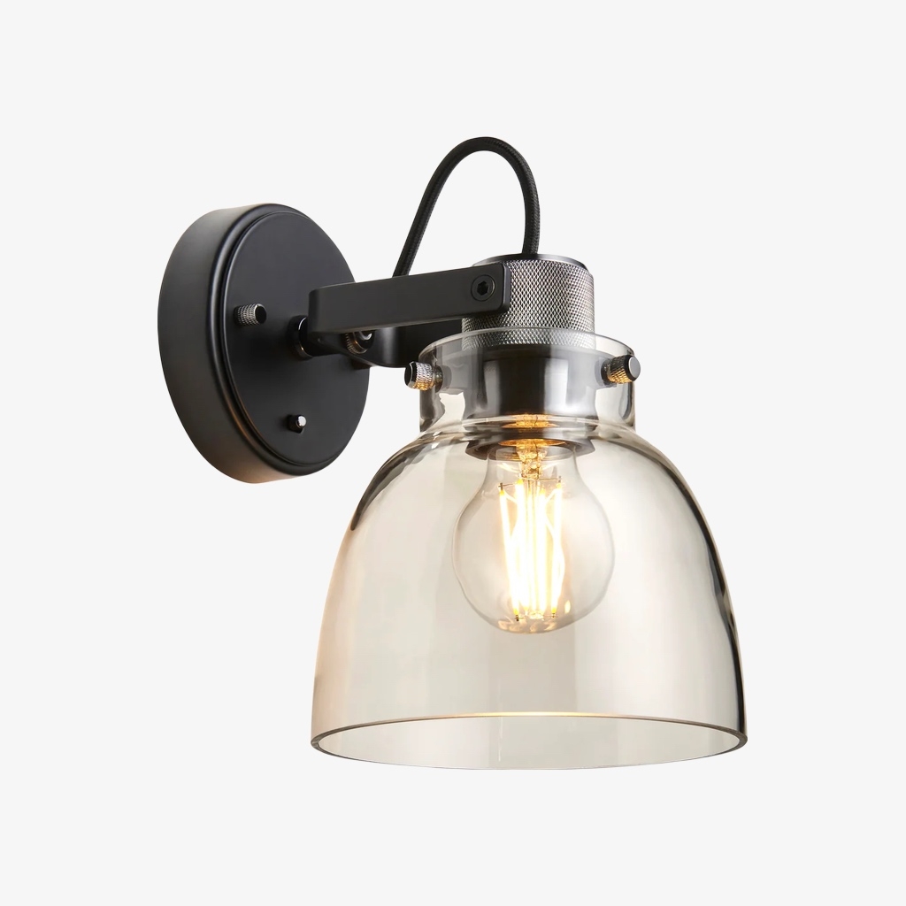 Readium Modern Glass-Shaded Wall Lamp - Adjustable Head for Bedrooms and Hallways T873