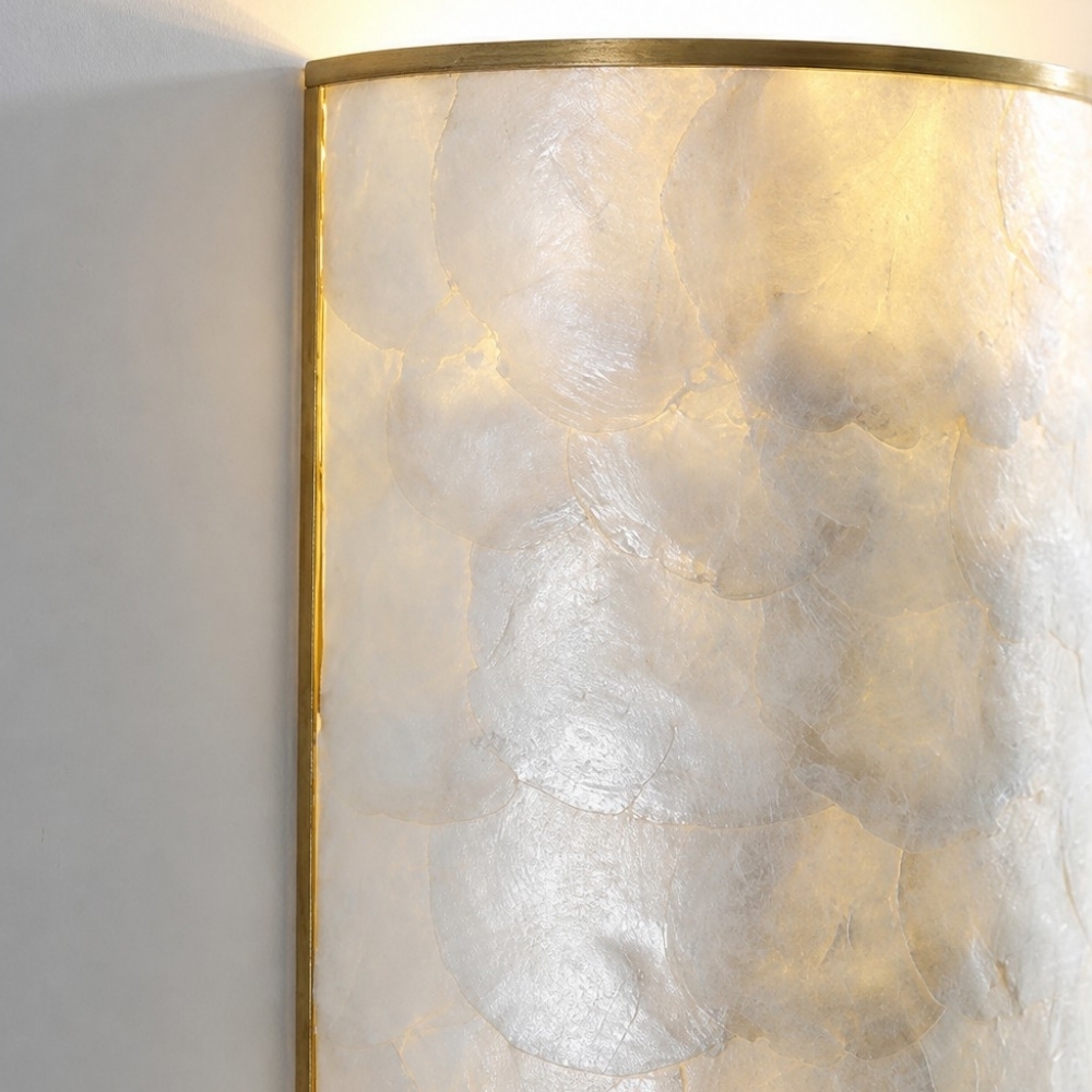 Nacrelith Capiz Shell Wall Sconce Layered Texture Design - Modern Wall Lamp for Living Space T2218