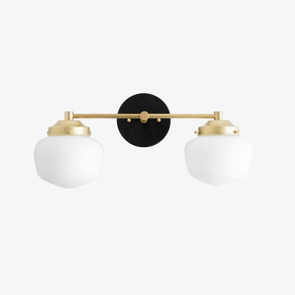 Opalume Glass Art Deco Vanity Light - Bathroom Wall Sconce with White Glass Shades T306