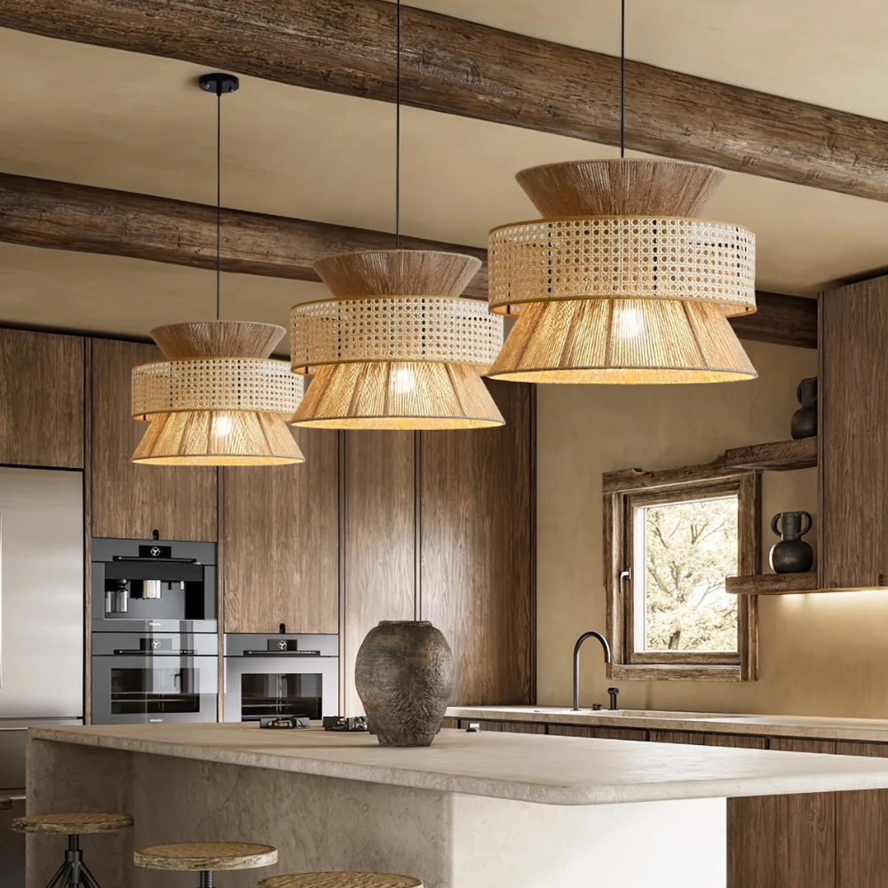 Handwoven Hemp Rope Rattan Veil Pendant Light T2037