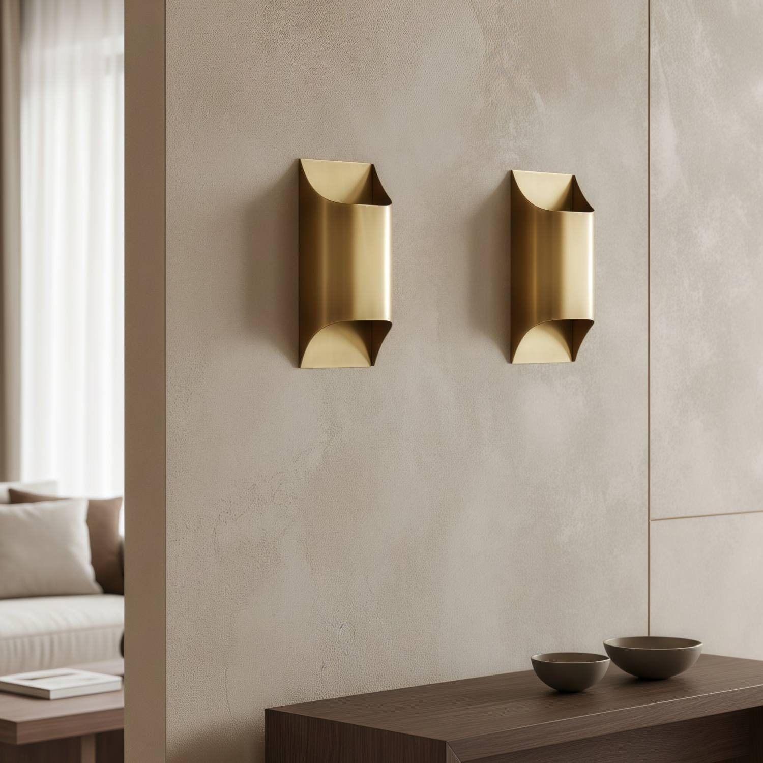 Sconique Stylish Brass Wall Sconce - Minimal Design Architectural Profile Sconce for Foyer T1105