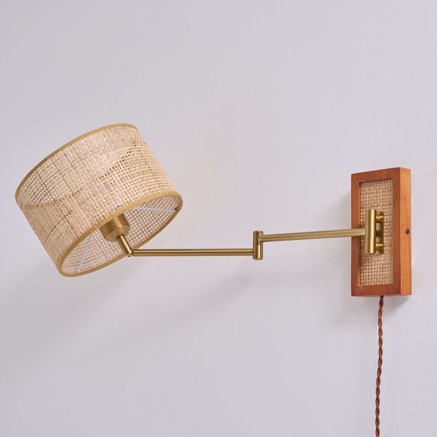 Rattan Swing Arm Wall Lamp P013