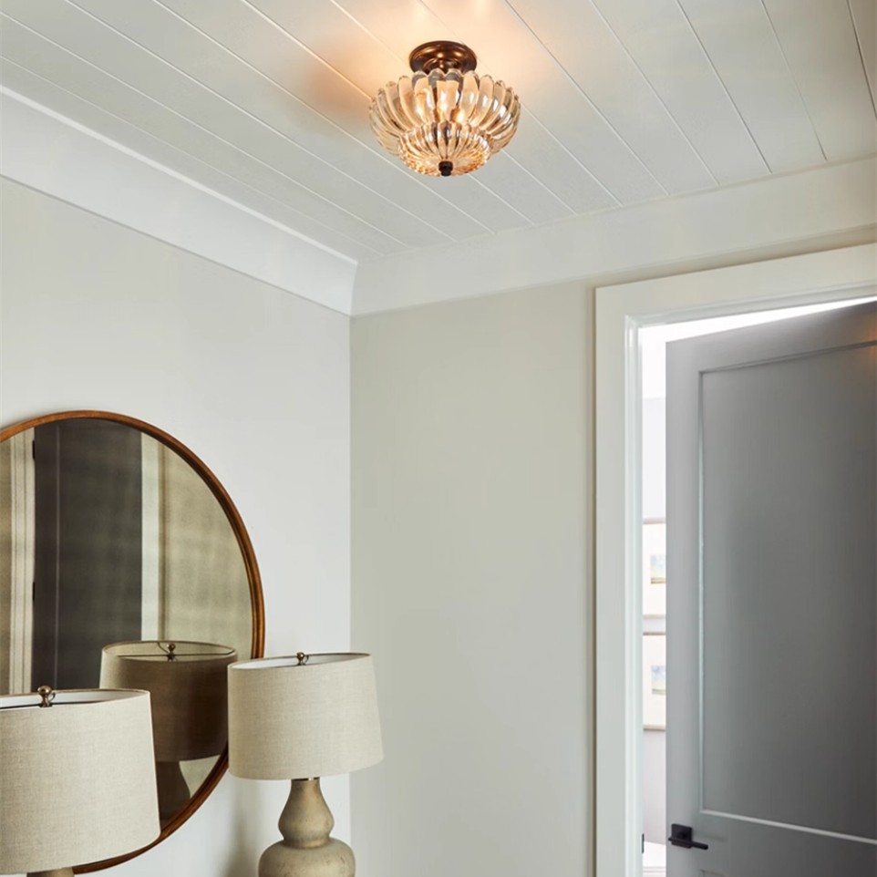 Semi Flush Mount Ceiling Lights Umbrella Shape Glass Lamp G58