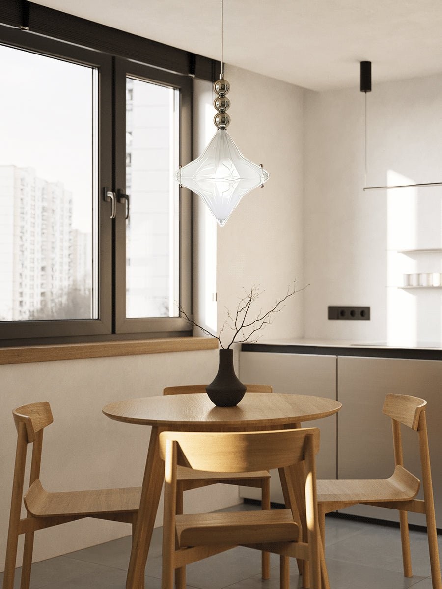 Art Deco Astris Elara Star Pendant Light - Frosted Glass Pendant with Geometric Style T434