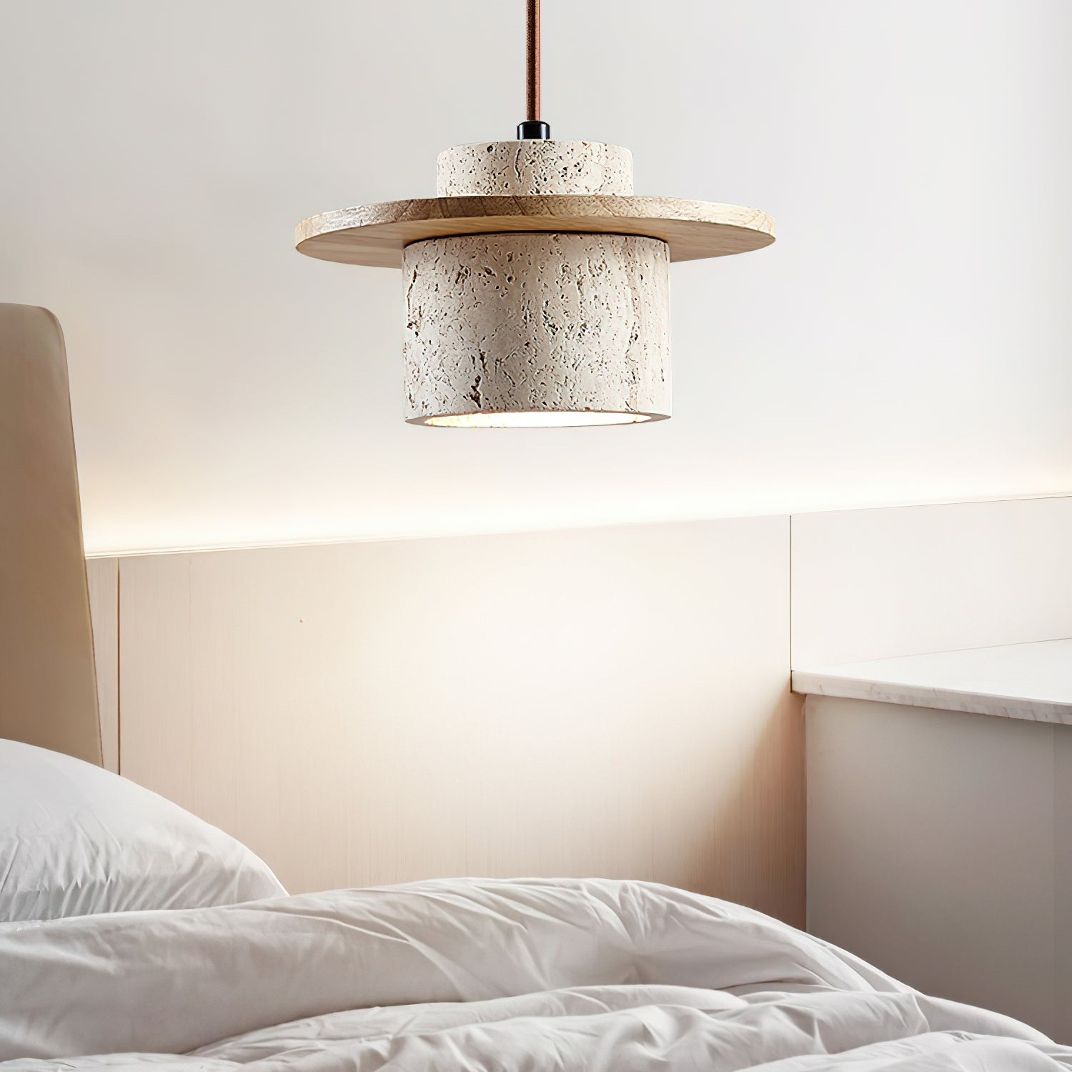 Elegant Textured Cylindra Stone Pendant Lamp G11