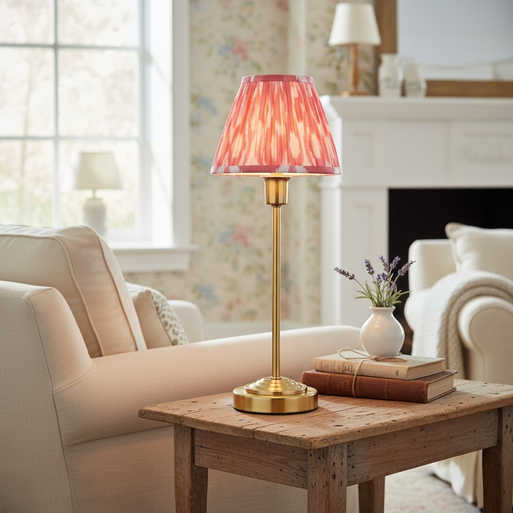 Bronzuno Patterned Fabric Table Lamp - Brass or Bronze Finish Modern-Bohemian Bedside & Living Space Light T957