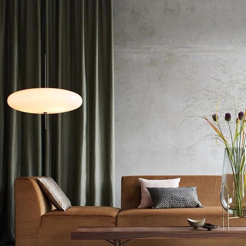 Modern Oval Pendant Light – Metal and Acrylic Pendant Lamp for Living Room