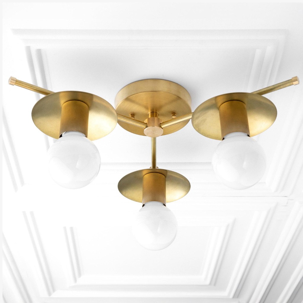Radiro Globe Industrial Art Deco Light - Unfinished Brass Chandelier with Backsplashes T297