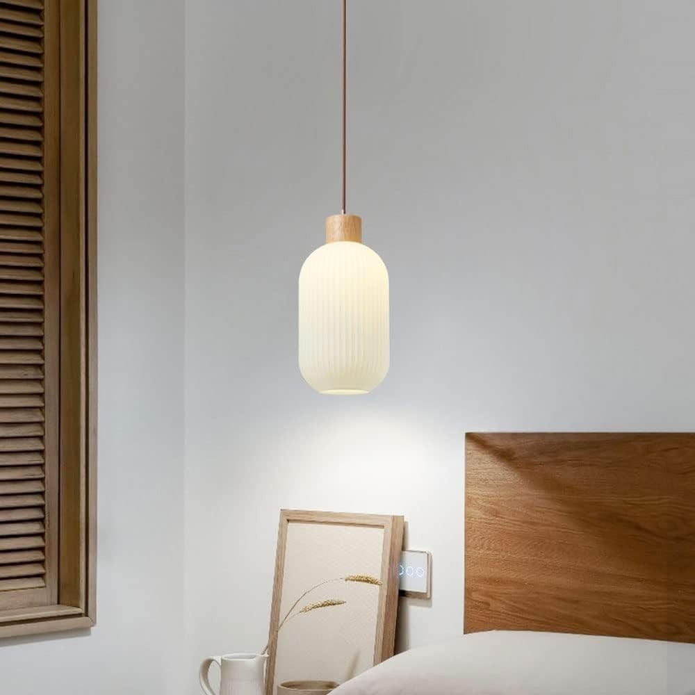 Nordic White Lantern-Like Glass Pendant Lamp M27