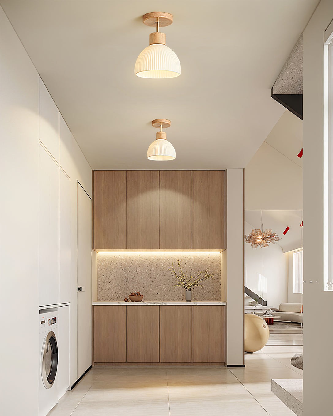 Nordic Wood Style LED Ceiling Lamp M76