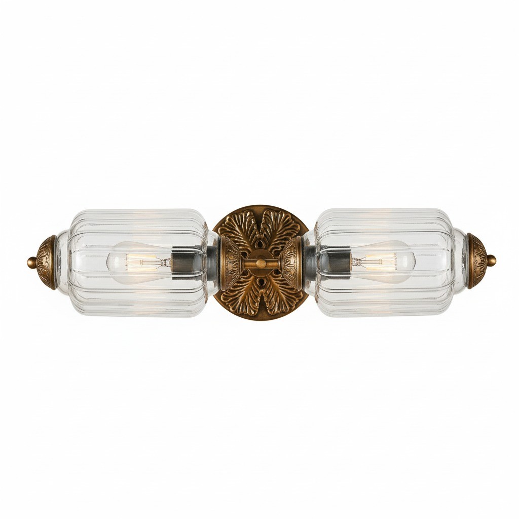 Eloise Vintage Glass Sconce - Brass Wall Light for Living Room and Bedroom G51