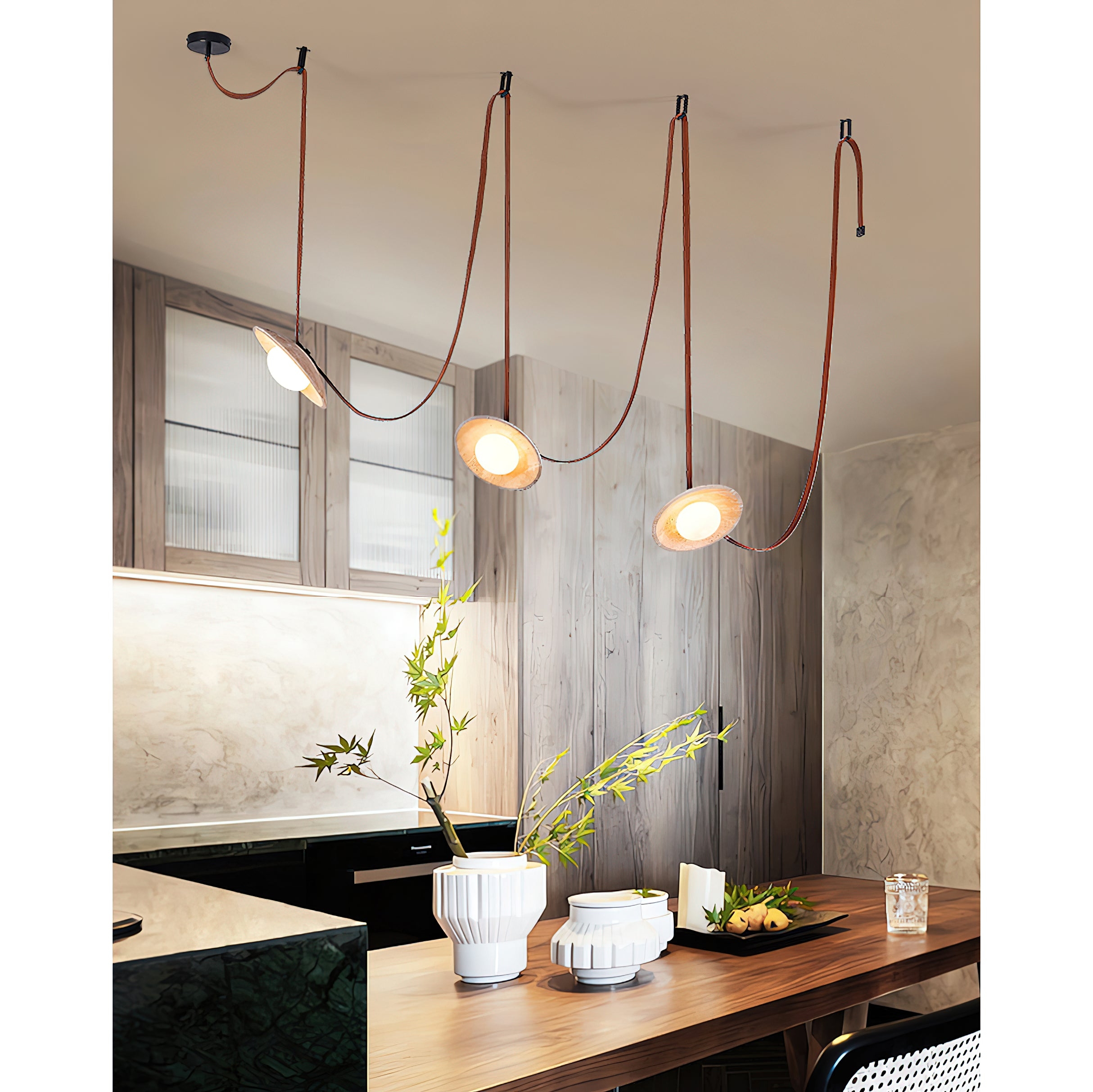Light Rail Leather Pendant Lamp T1912