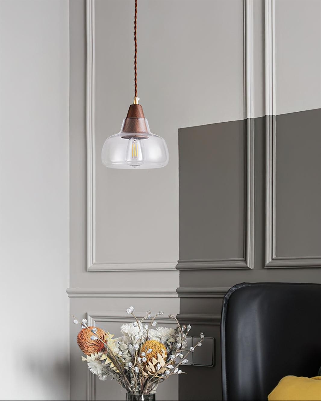 Walnut Glass Pendant Lamp M200