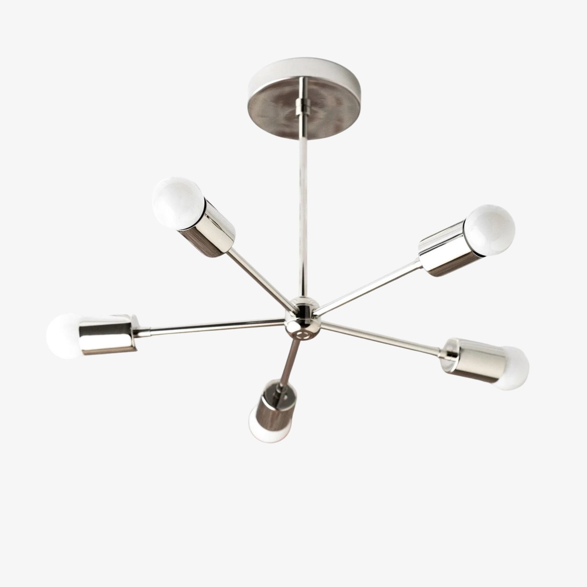 Mobilux Line Mid Century Gold Sputnik Chandelier - Geometric Brass Fixture T325