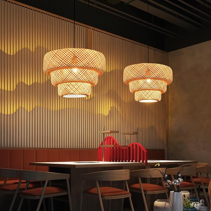 Boho Bamboo Pendant Light Fixture T2121