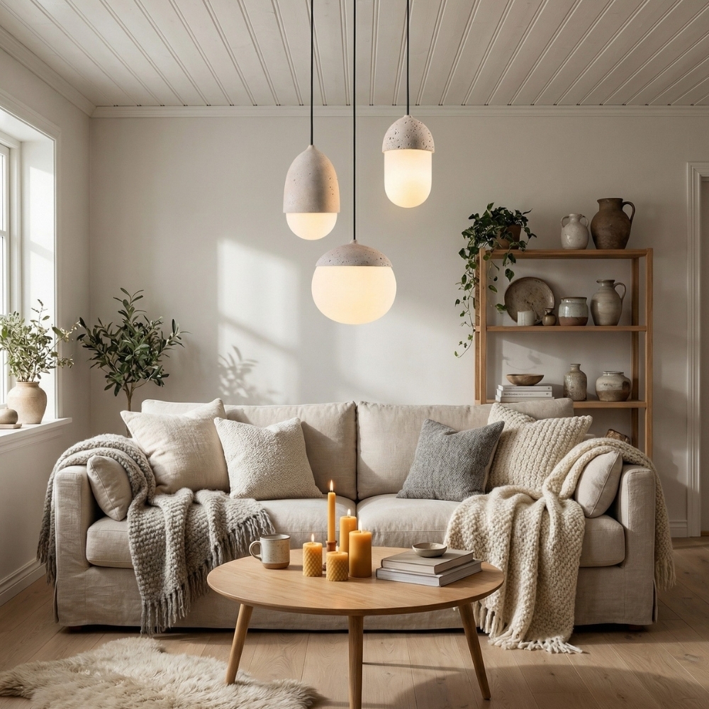 Orbaltis Modern Orb Cluster Pendant - Natural Stone and Glass Hanging Lamp for Living or Kitchen T1106