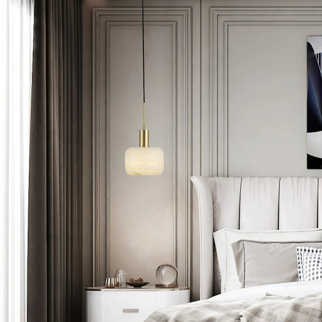 Velia Acorn Alabaster Minimalist Pendant Light T2168