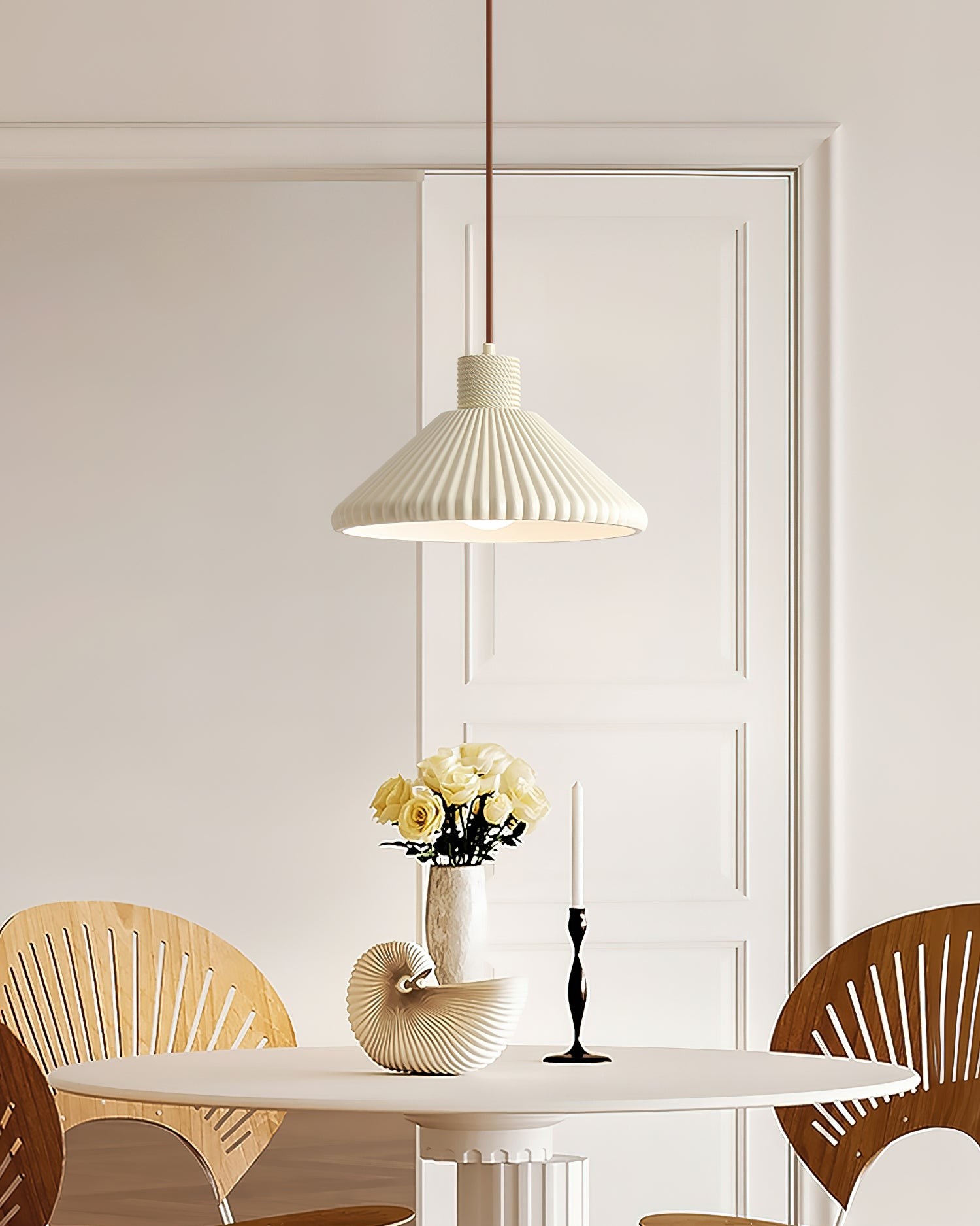 Cream Style Cone Striped Pendant Lamp M229