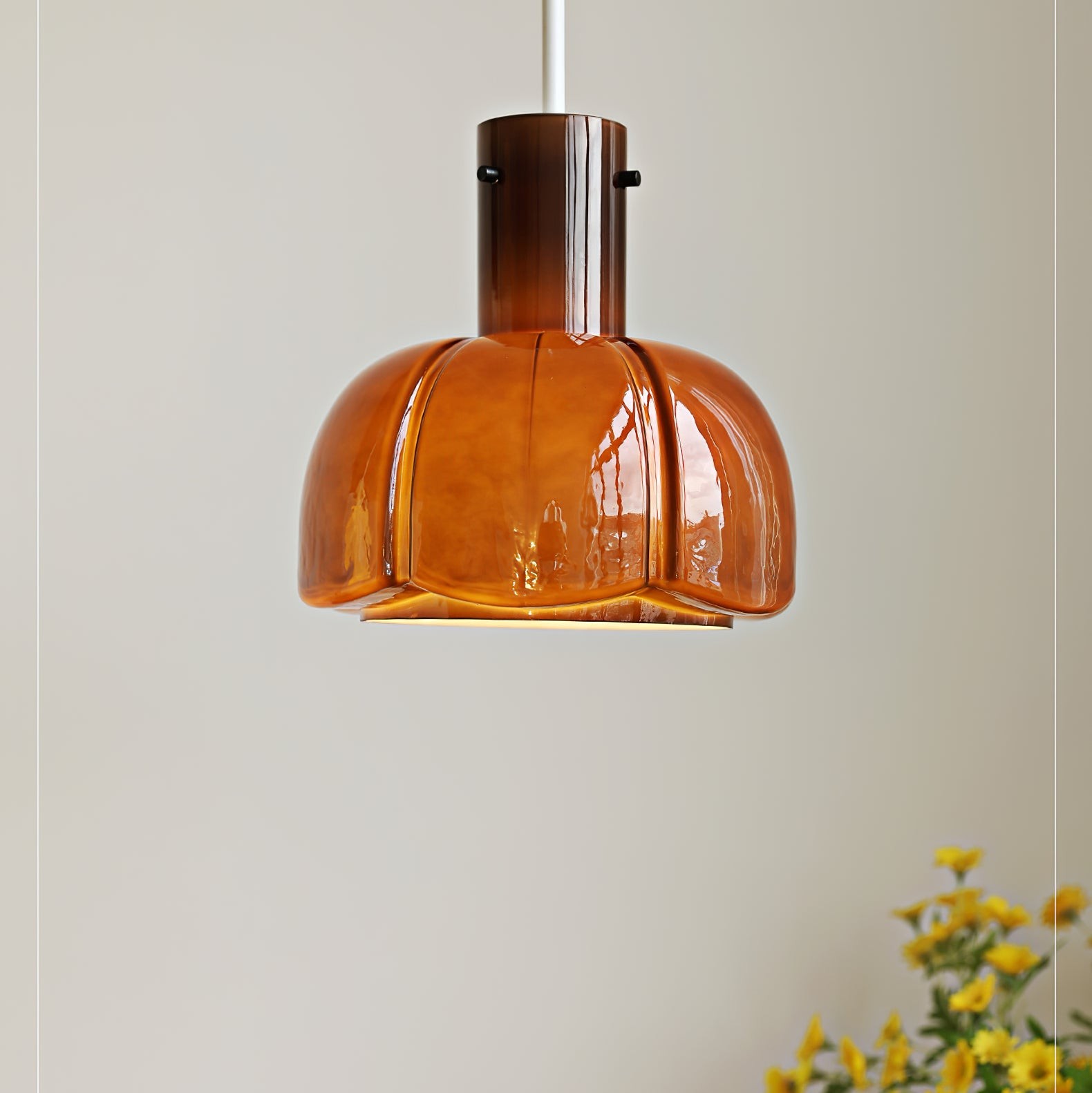 French Pastoral Style Petal Glass Pendant Light M23