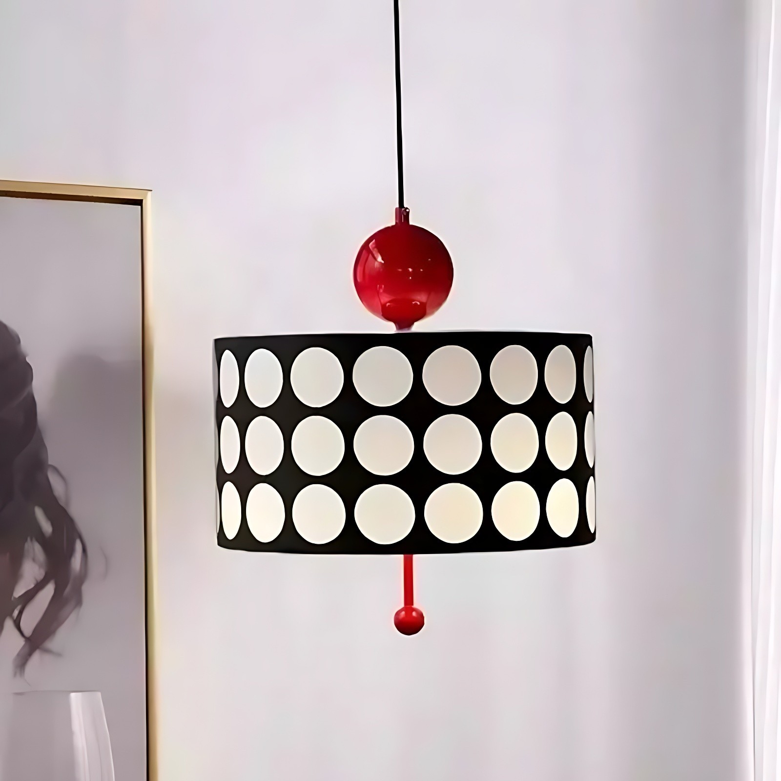 Polka Dot Lattice Pendant Lamp - French Vintage Light for Dining M165