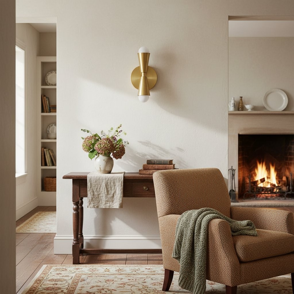 Pyralis  Cone Shade  Double Wall Light - Contemporary Living Room Glow T334