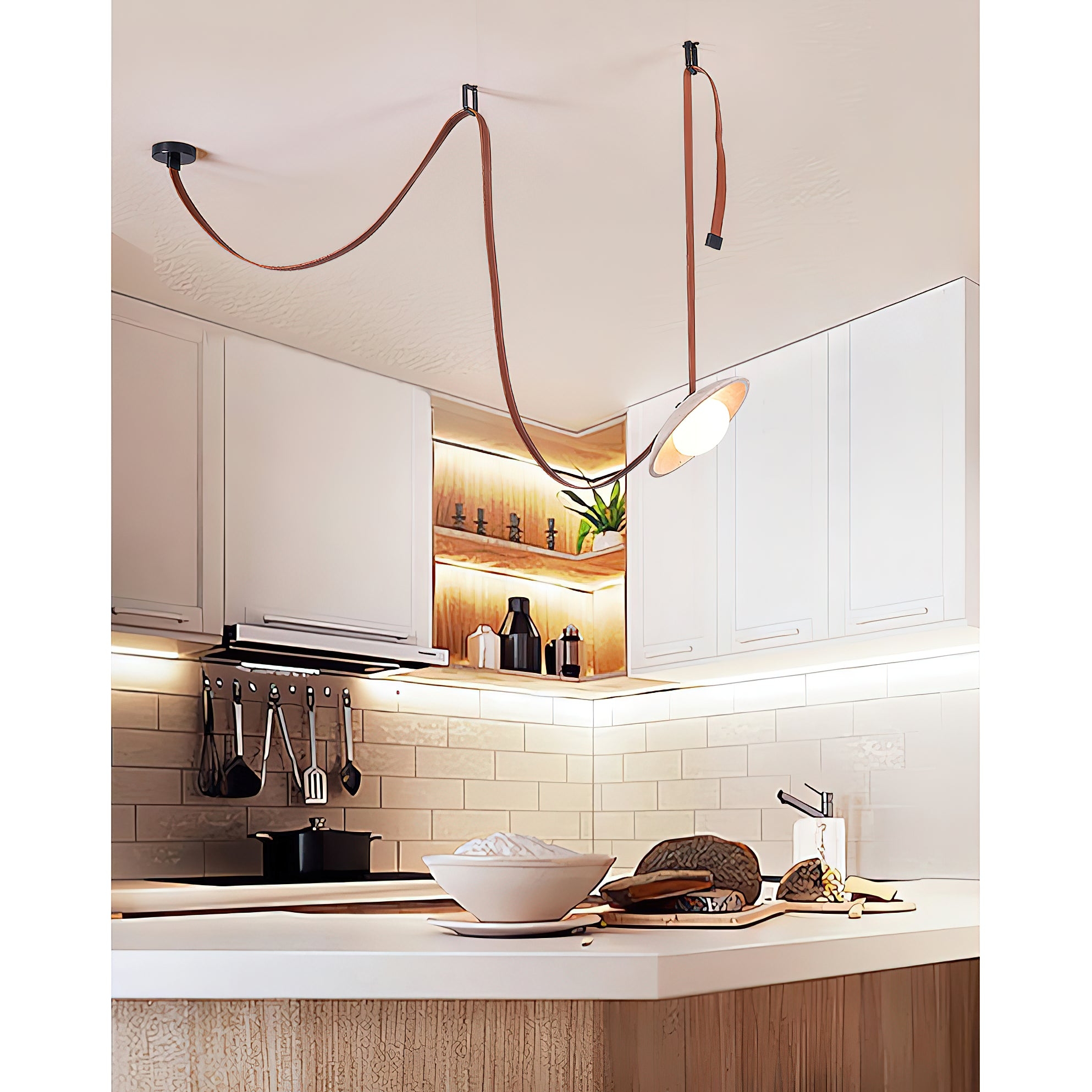 Light Rail Leather Pendant Lamp T1912