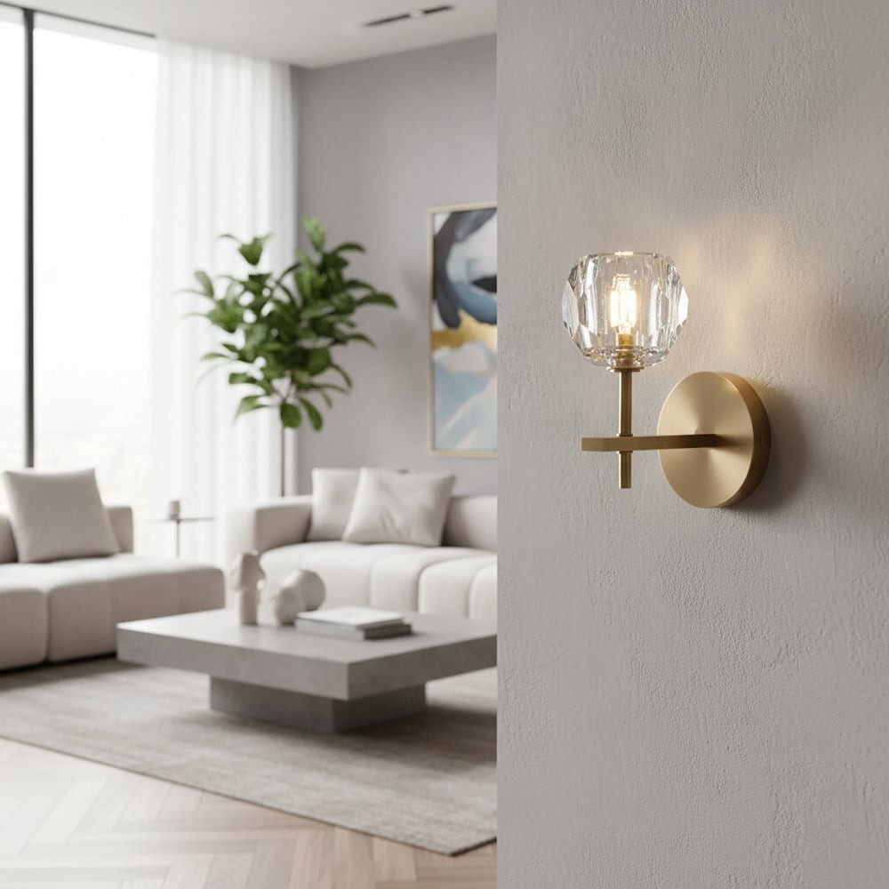 Luxury Crystal Wall Sconce - Brass Frame Modern Wall Light T453